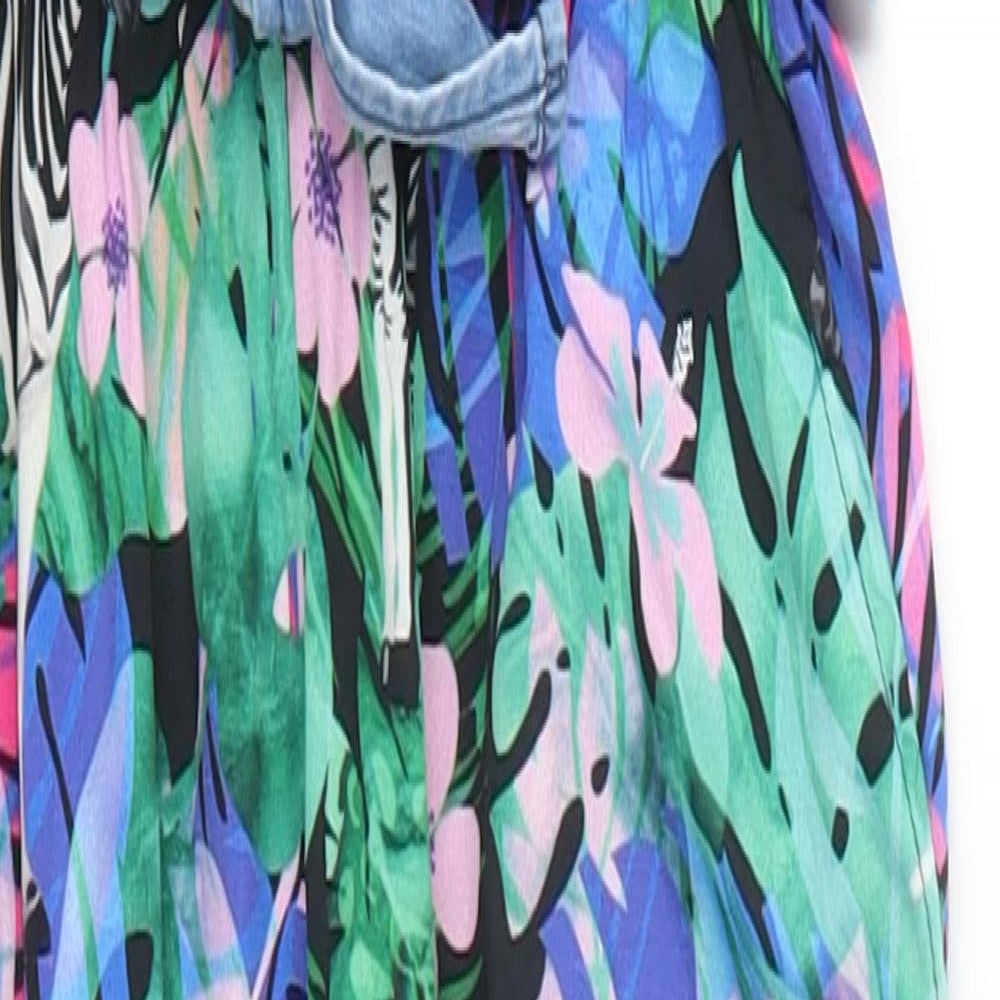 Bluezo Girls Multicoloured Floral Denim Jumpsuit One-Piece Size 9 Years  - Zebra Floral Print Bottoms