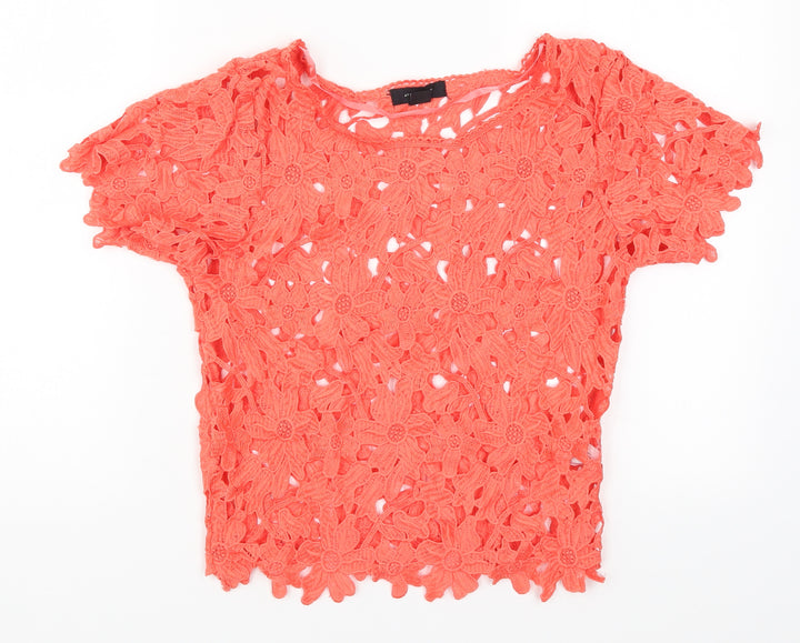 Atmosphere Womens Red Floral Basic T-Shirt Size 6