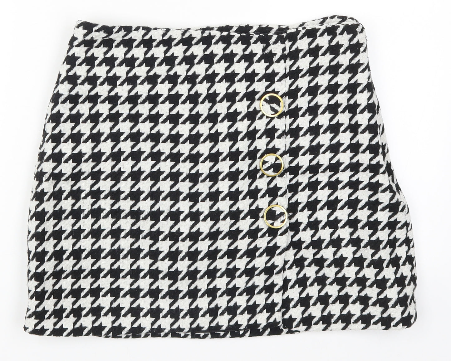 Primark Womens Black Houndstooth  Maxi Skirt Size 10  - Black and White
