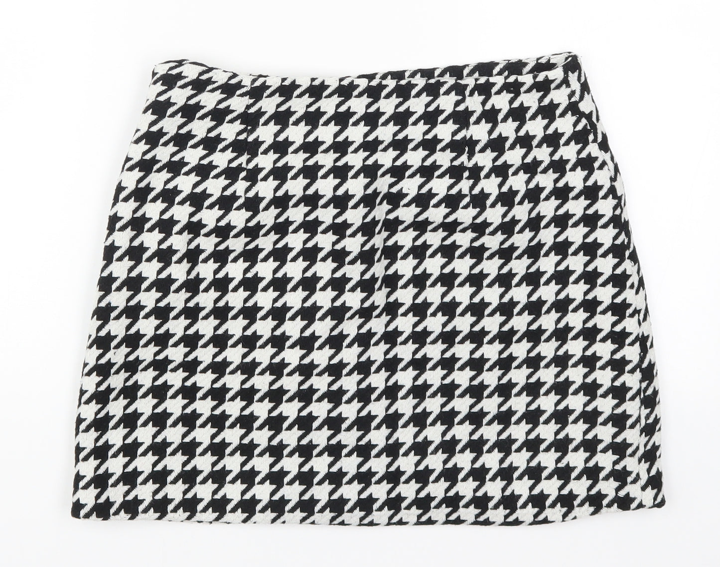 Primark Womens Black Houndstooth  Maxi Skirt Size 10  - Black and White
