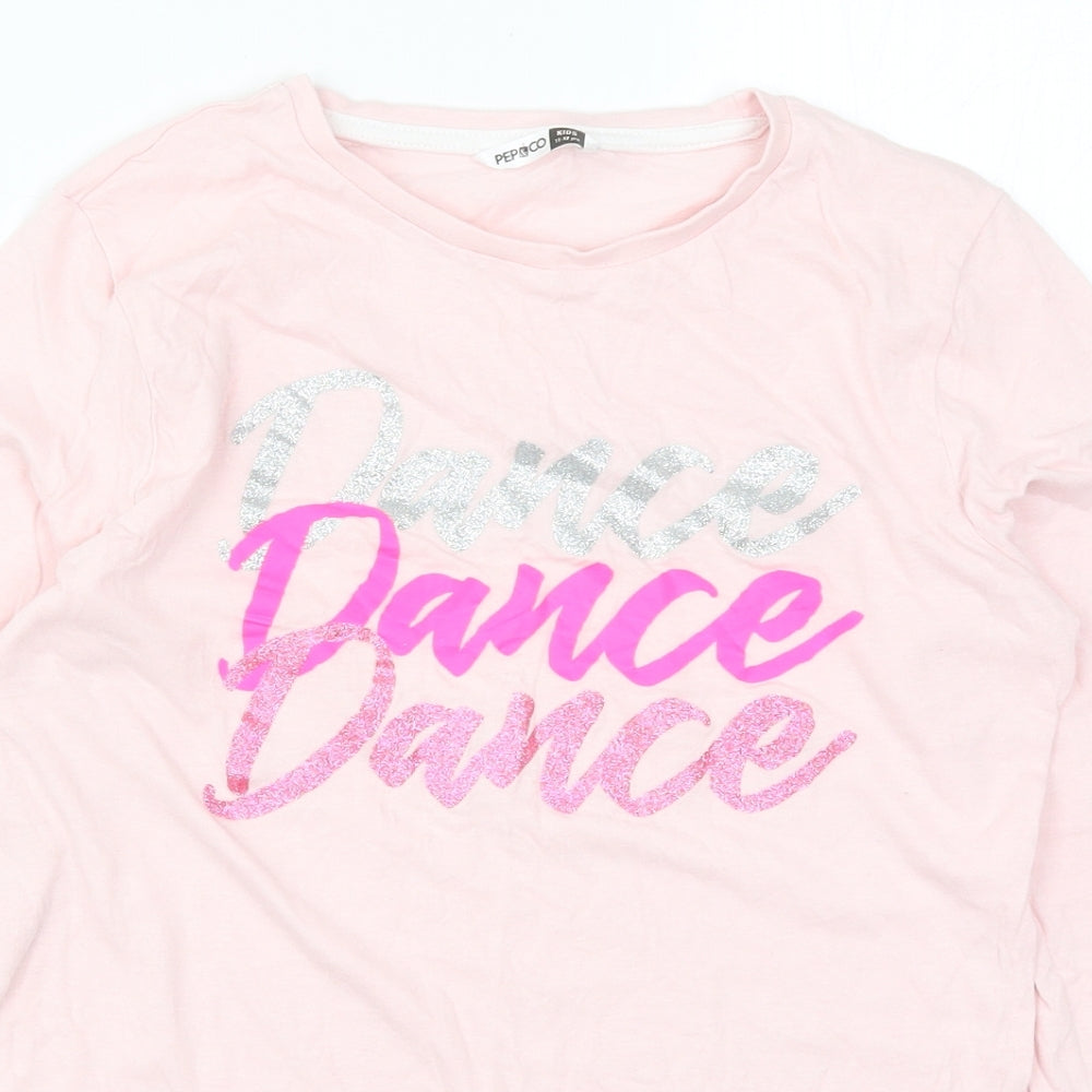 Pep&C Girls Pink Solid  Top Pyjama Top Size 11-12 Years  - Dance Dance Dance