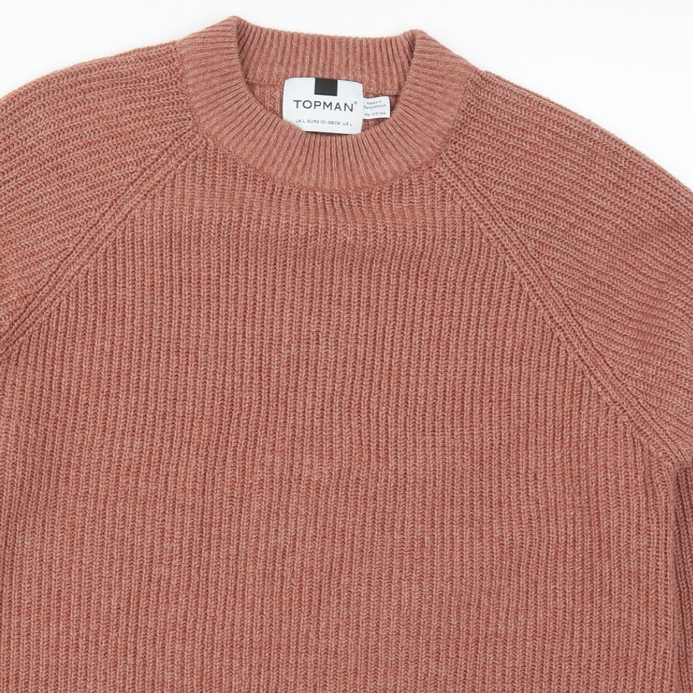 Topman Mens Red  Knit Pullover Jumper Size L