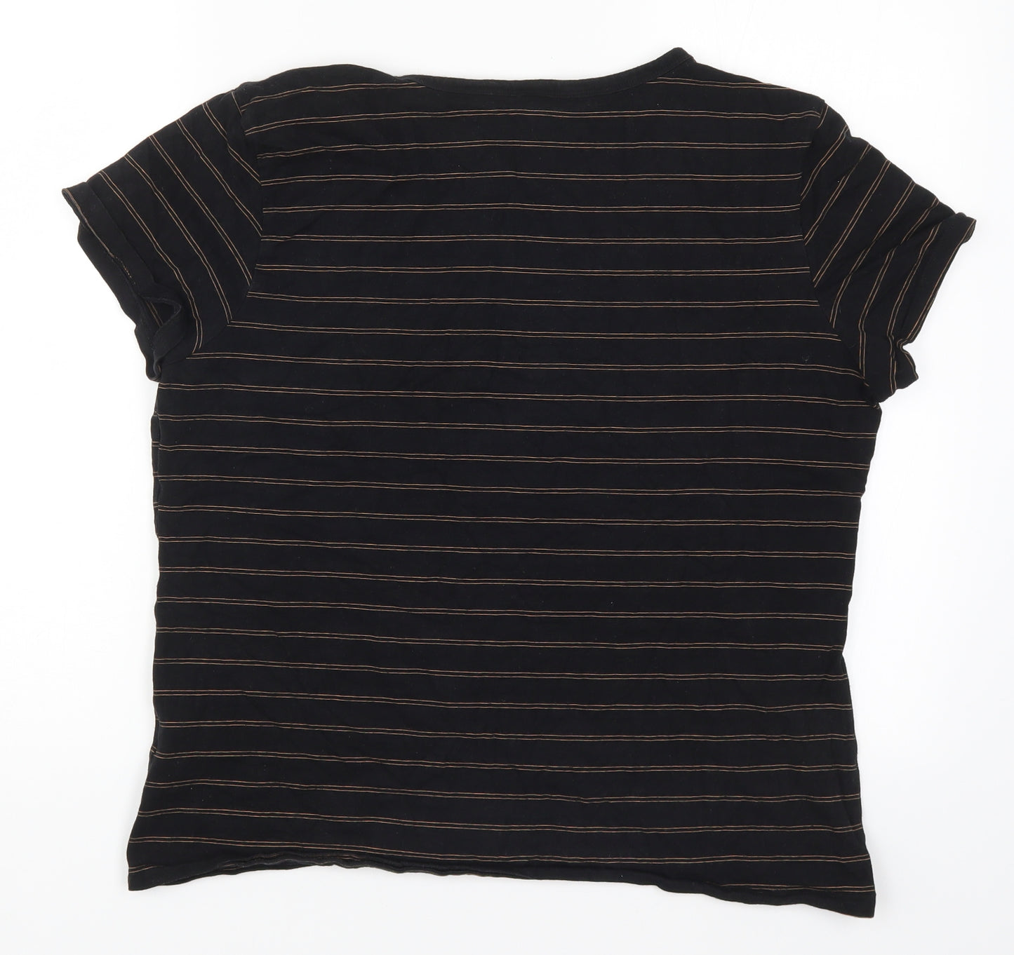 H&M Womens Black Striped  Basic T-Shirt Size XL