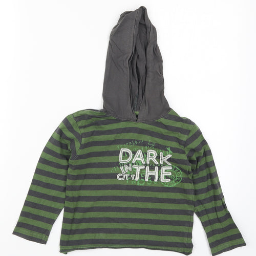 In Extenso Boys Green Striped  Pullover Hoodie Size 4 Years  - Dark in the City