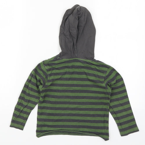 In Extenso Boys Green Striped  Pullover Hoodie Size 4 Years  - Dark in the City
