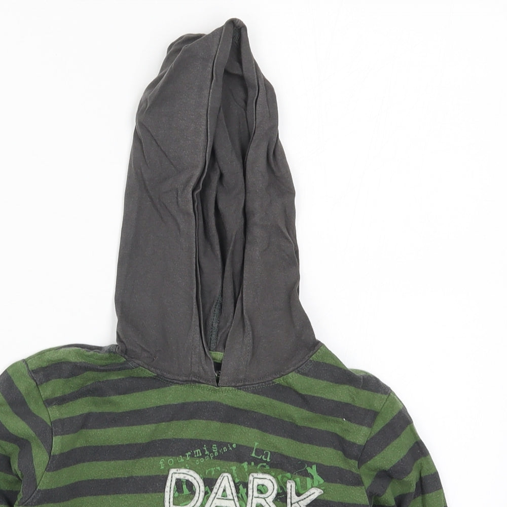 In Extenso Boys Green Striped  Pullover Hoodie Size 4 Years  - Dark in the City