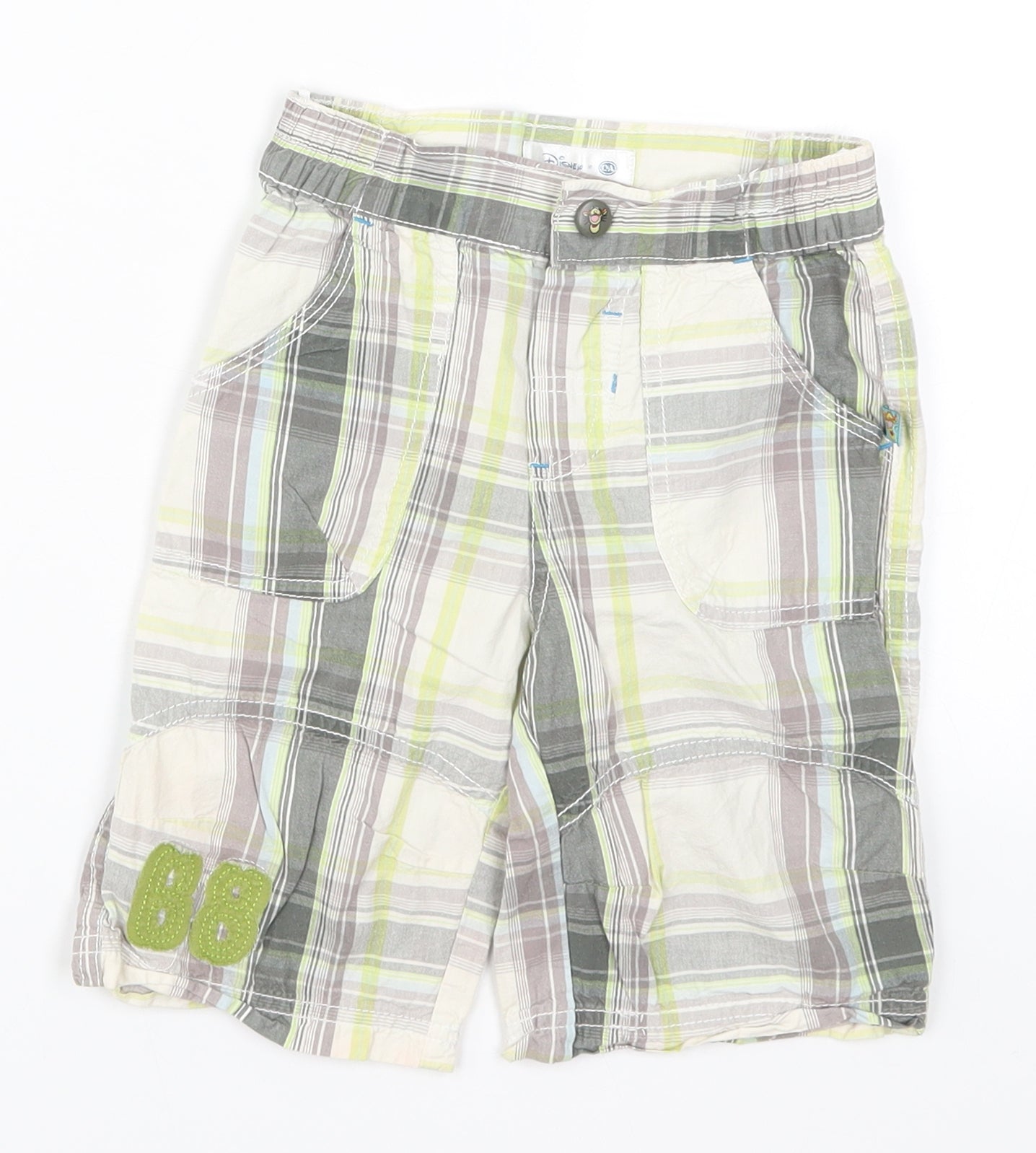 Disney Boys Green Check  Capri Trousers Size 3 Years - 68