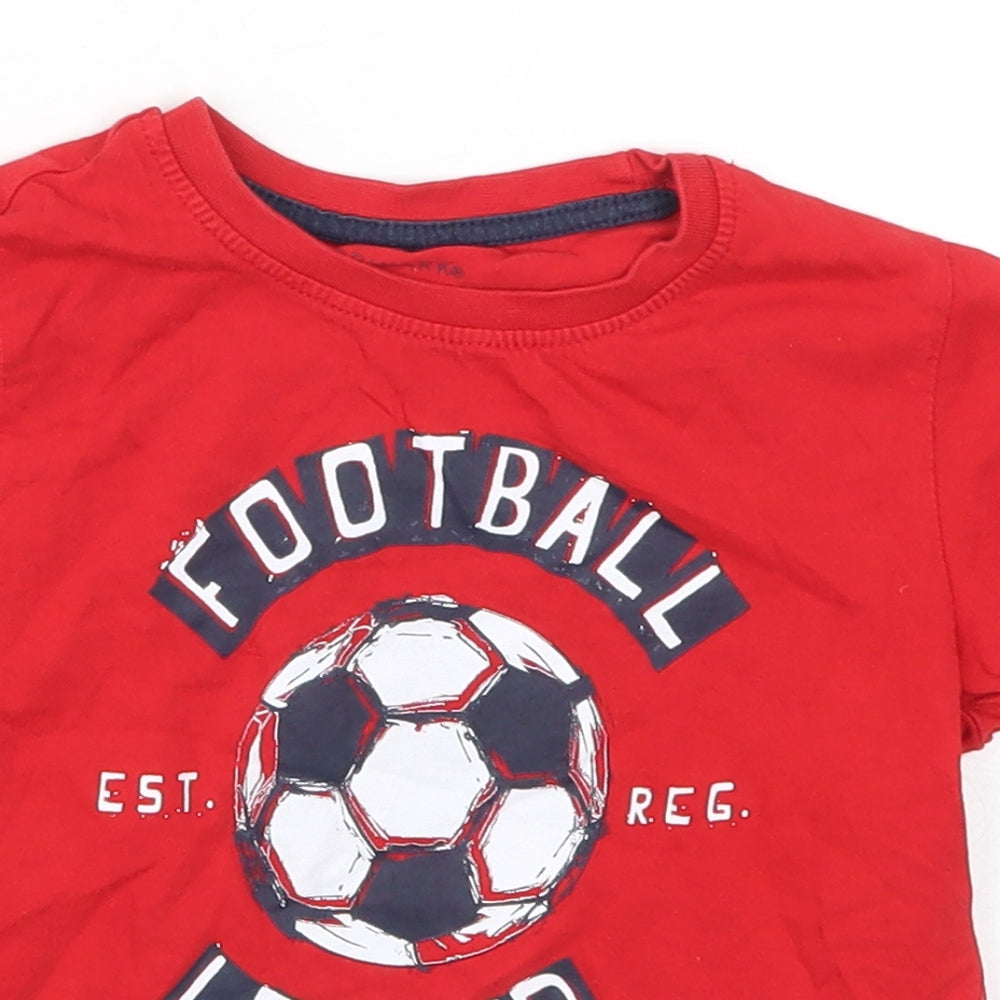 Primark Boys Red   Basic T-Shirt Size 2-3 Years  - Football Legend