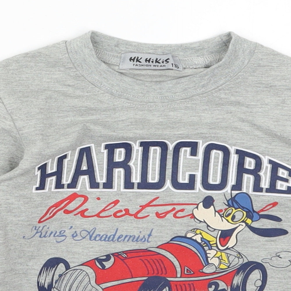 HK Hikis Boys Grey   Basic T-Shirt Size 6 Years  - Hardcore Car