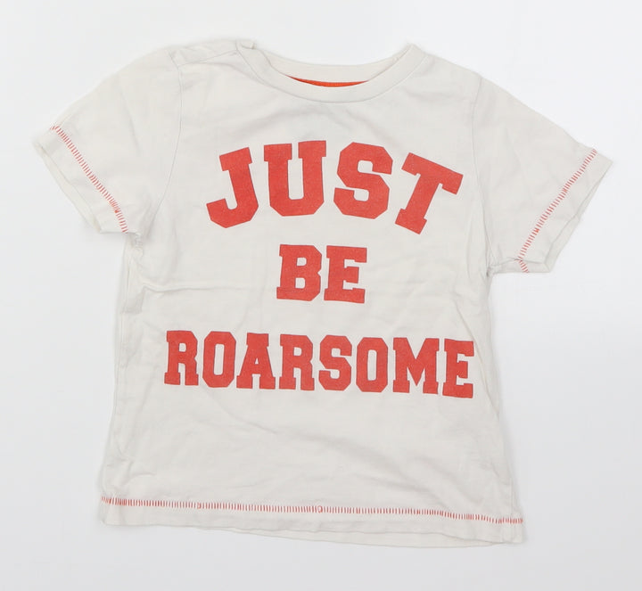 F&F Boys White Basic T-Shirt Size 4-5 Years - Just Be Roarsome