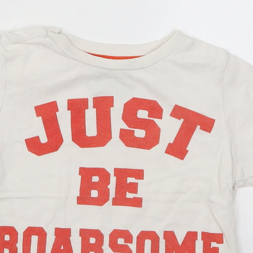 F&F Boys White   Basic T-Shirt Size 4-5 Years  - Just Be Roarsome