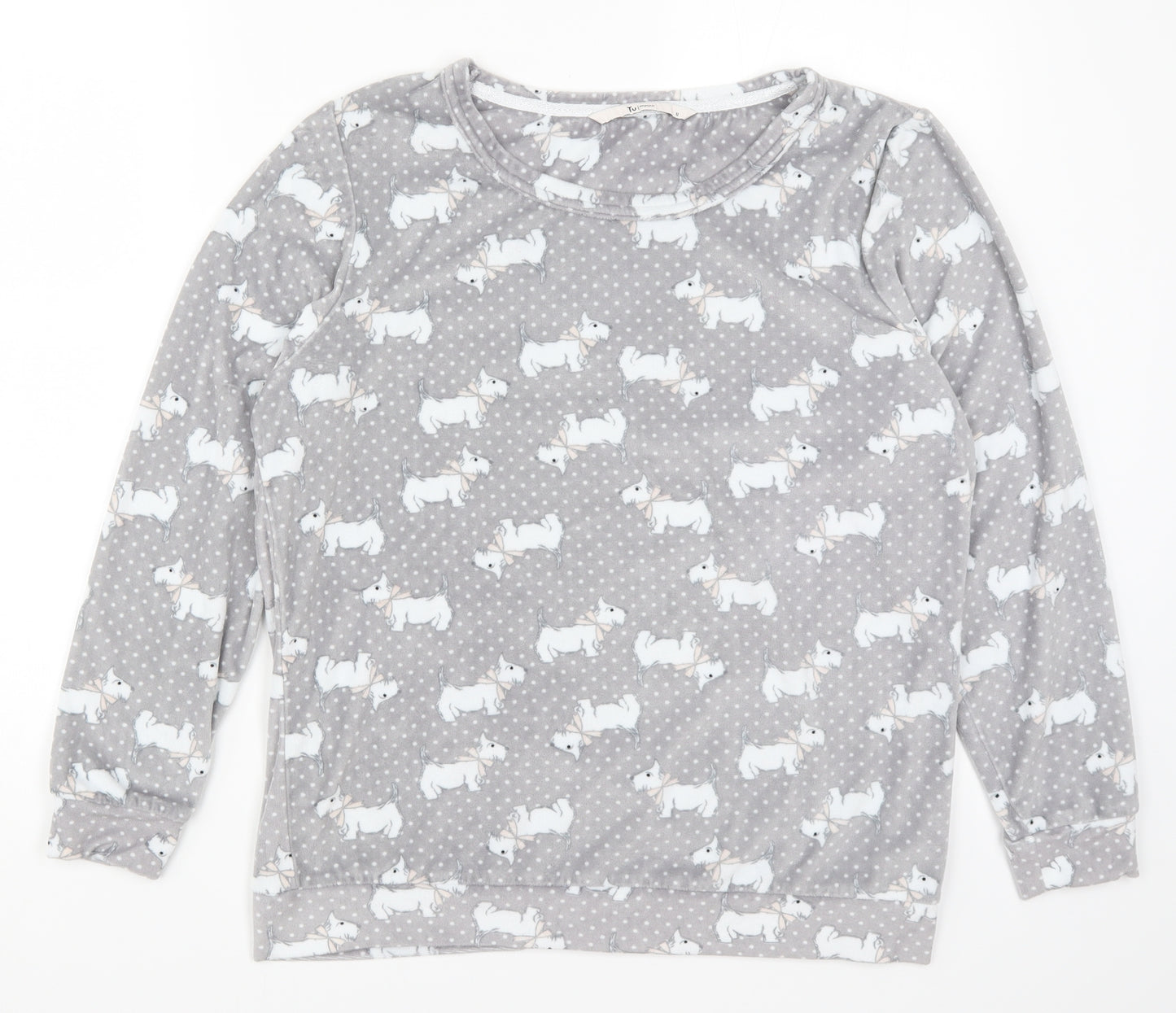 TU Womens Grey Polka Dot  Top Pyjama Top Size 12  - Dogs