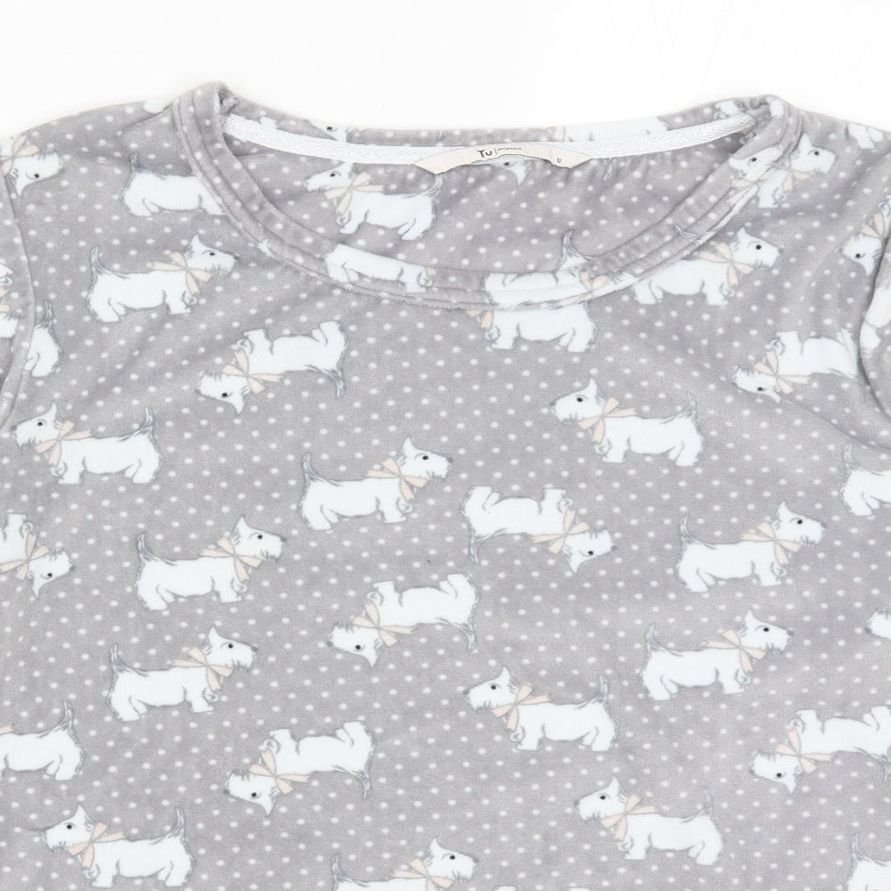 TU Womens Grey Polka Dot  Top Pyjama Top Size 12  - Dogs