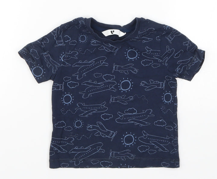 Very Boys Blue   Basic T-Shirt Size 12-18 Months  - Planes