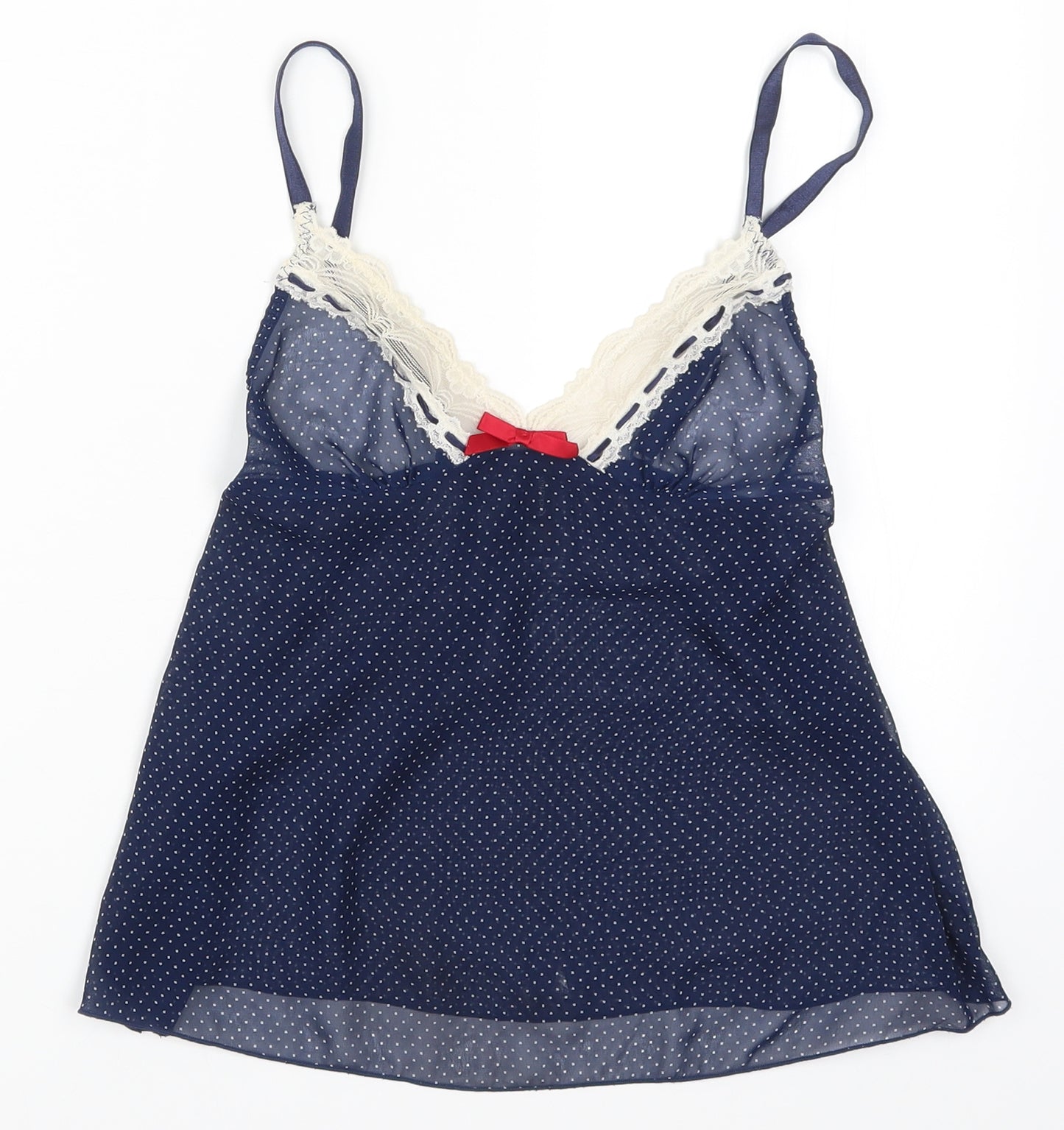 Knckerbox Womens Blue Polka Dot Lace Cami Pyjama Top Size 8