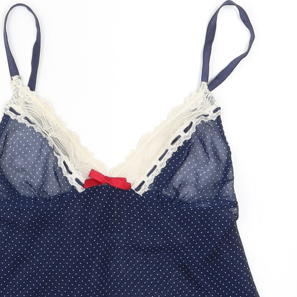 Knckerbox Womens Blue Polka Dot Lace Cami Pyjama Top Size 8