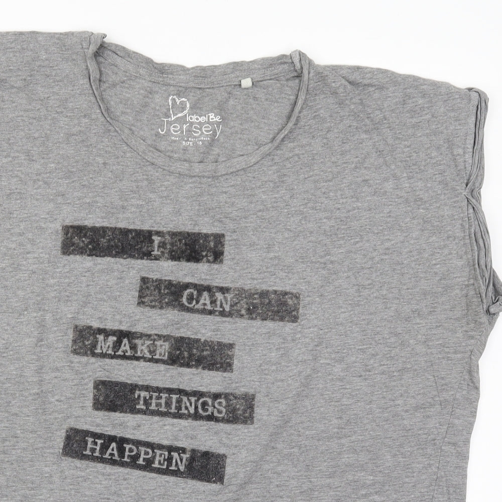 Label Be Womens Grey   Basic T-Shirt Size 18  - I Can Make Things Happen