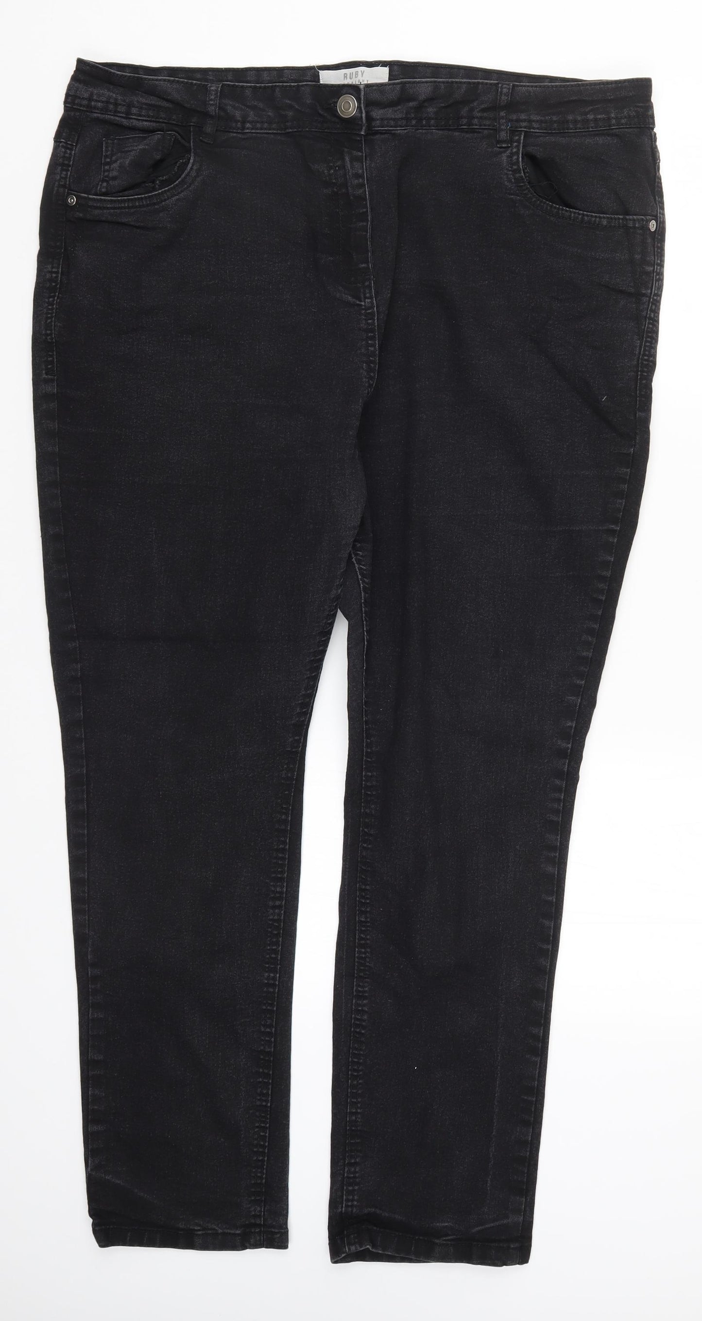 Yours Womens Black  Denim Straight Jeans Size 22 L29 in