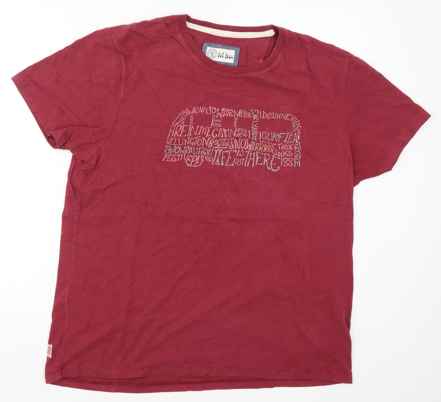 Fat Face Mens Red    T-Shirt Size L  - Wrap Up Warm