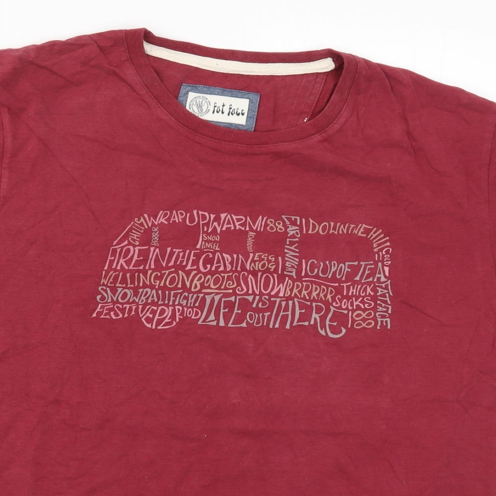 Fat Face Mens Red    T-Shirt Size L  - Wrap Up Warm