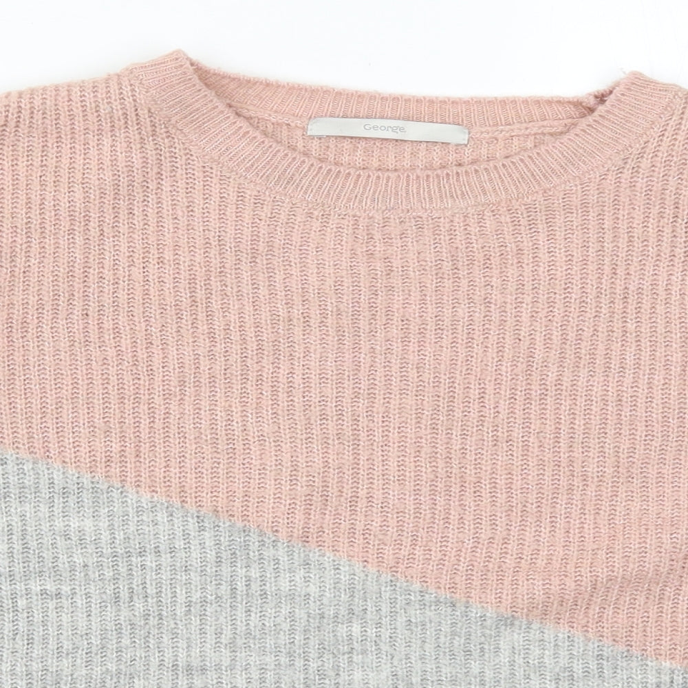 George Womens Multicoloured  Knit Pullover Jumper Size 14  - Pink, Grey and Blue Colourblock