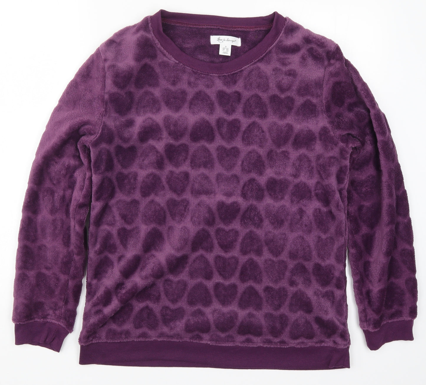 Primark Womens Purple Solid  Top Pyjama Top Size 12  - Love Hearts