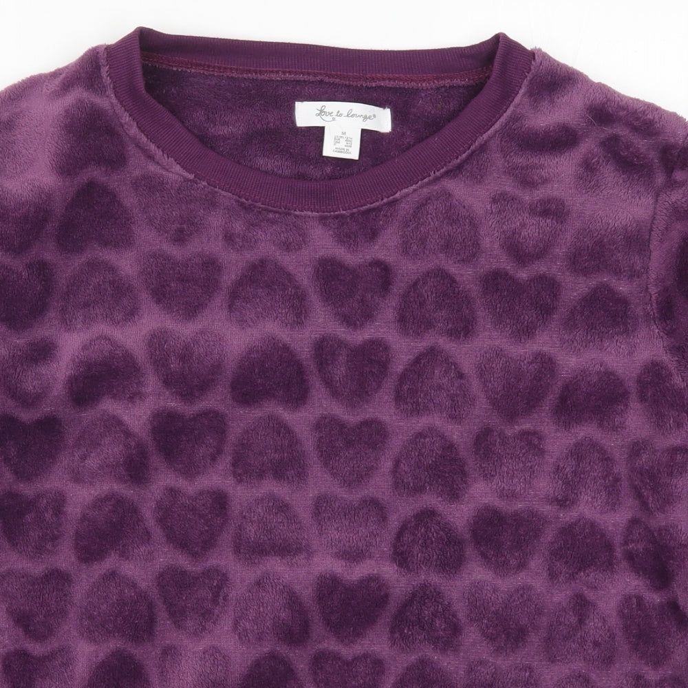 Primark Womens Purple Solid  Top Pyjama Top Size 12  - Love Hearts