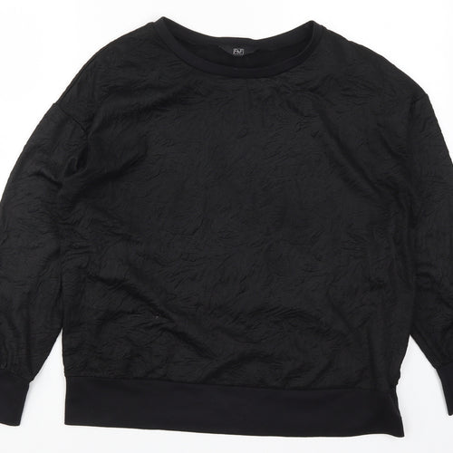 F&F Womens Black   Pullover Sweatshirt Size 12  - Crinkle Effect