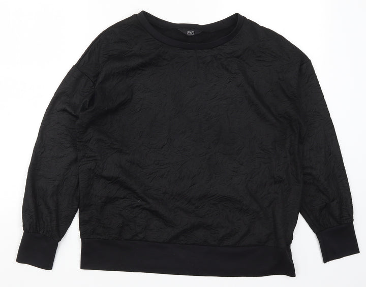 F&F Womens Black   Pullover Sweatshirt Size 12  - Crinkle Effect
