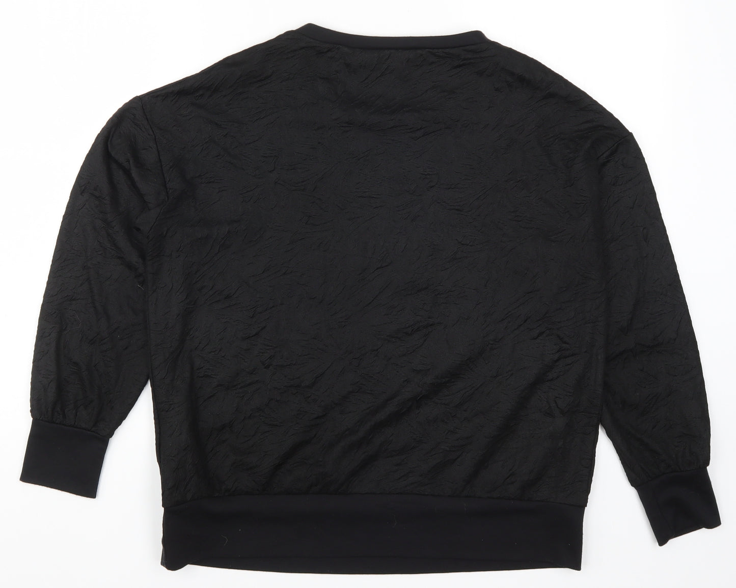 F&F Womens Black   Pullover Sweatshirt Size 12  - Crinkle Effect