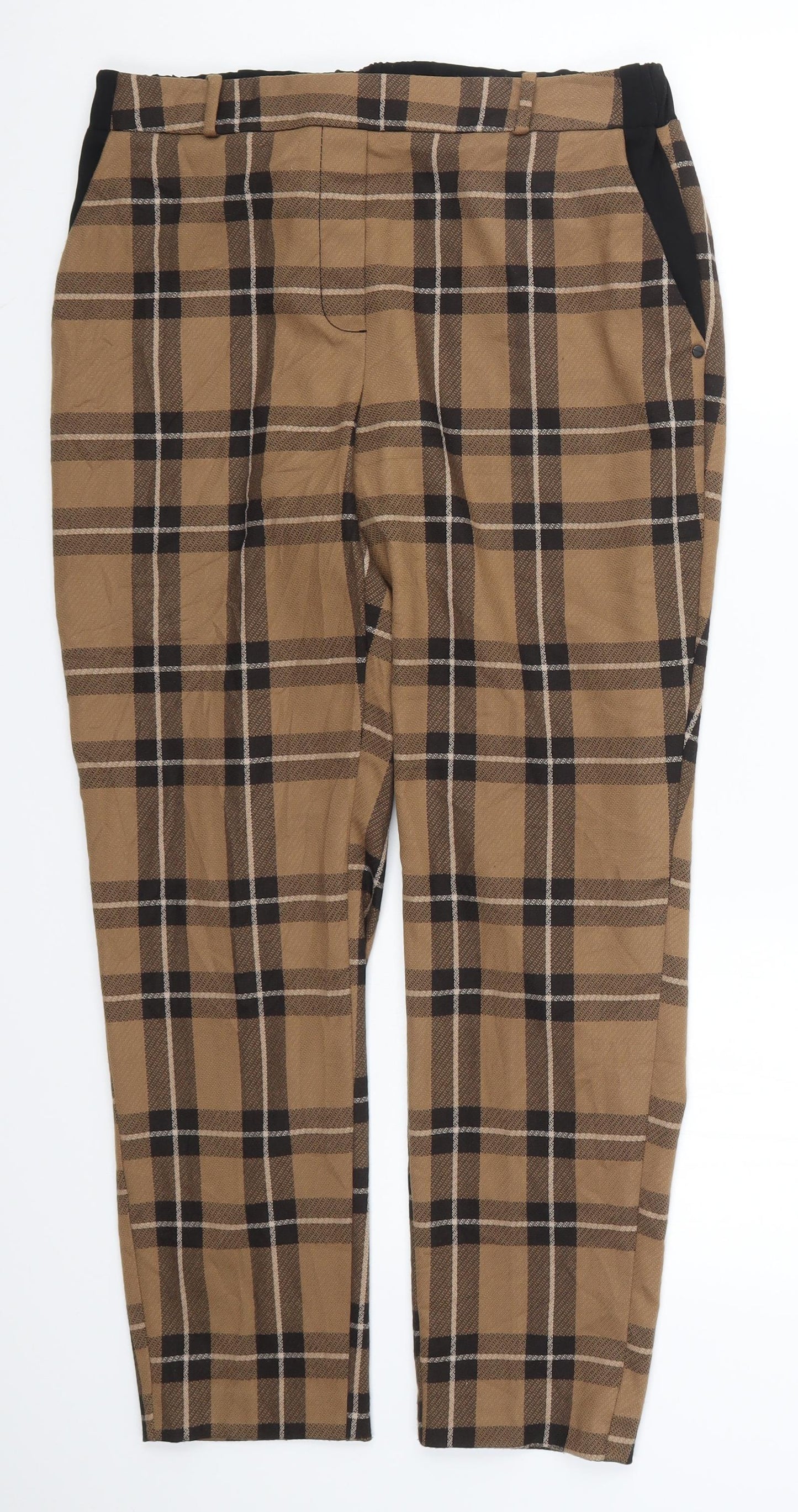 River Island Womens Brown Check  Trousers  Size 12 L25 in