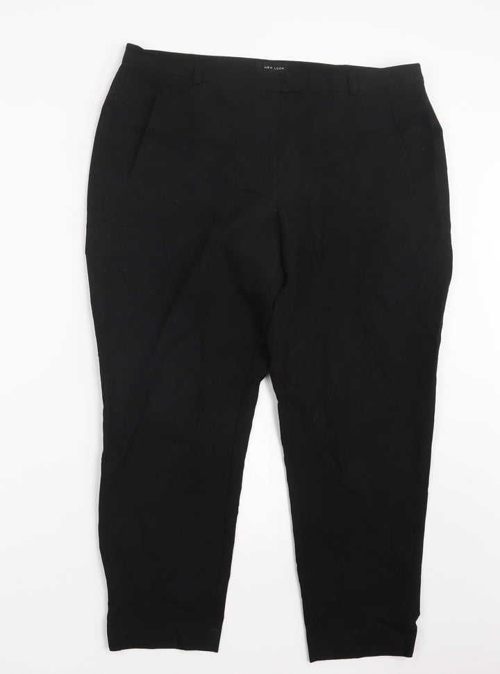 New Look Womens Black Trousers Size 14 L25.5 in
