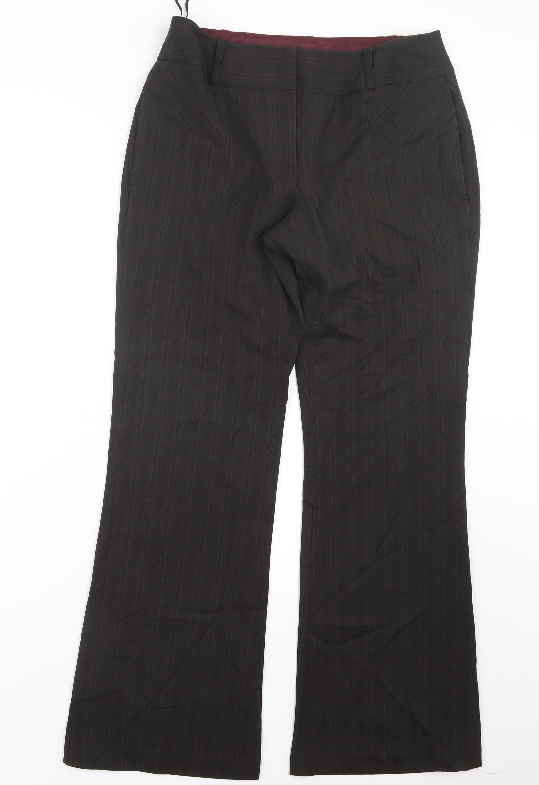 NEXT Womens Brown Striped  Trousers  Size 12 L30.5 in