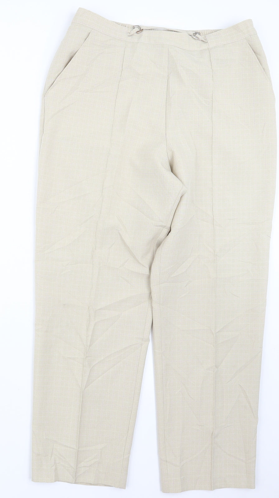 Marks and Spencer Womens Ivory Check  Trousers  Size 12 L25 in