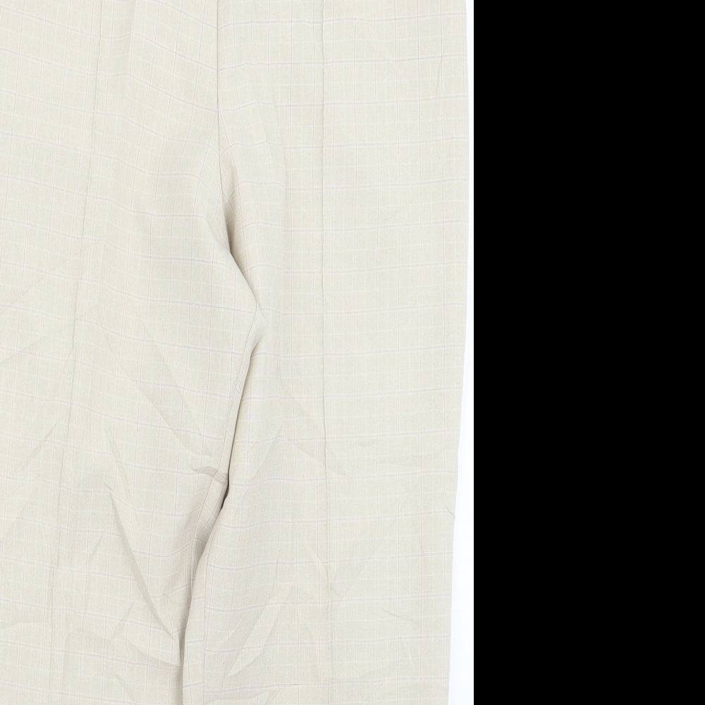 Marks and Spencer Womens Ivory Check  Trousers  Size 12 L25 in