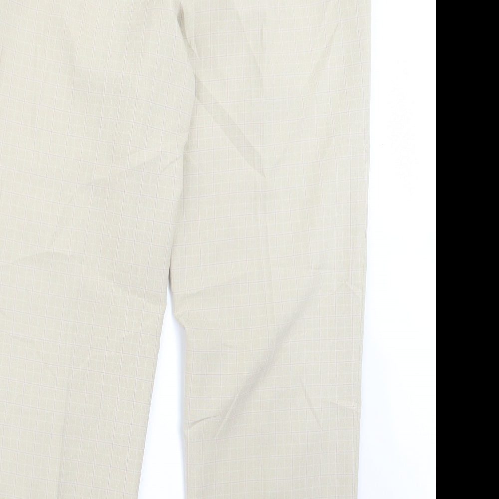 Marks and Spencer Womens Ivory Check  Trousers  Size 12 L25 in