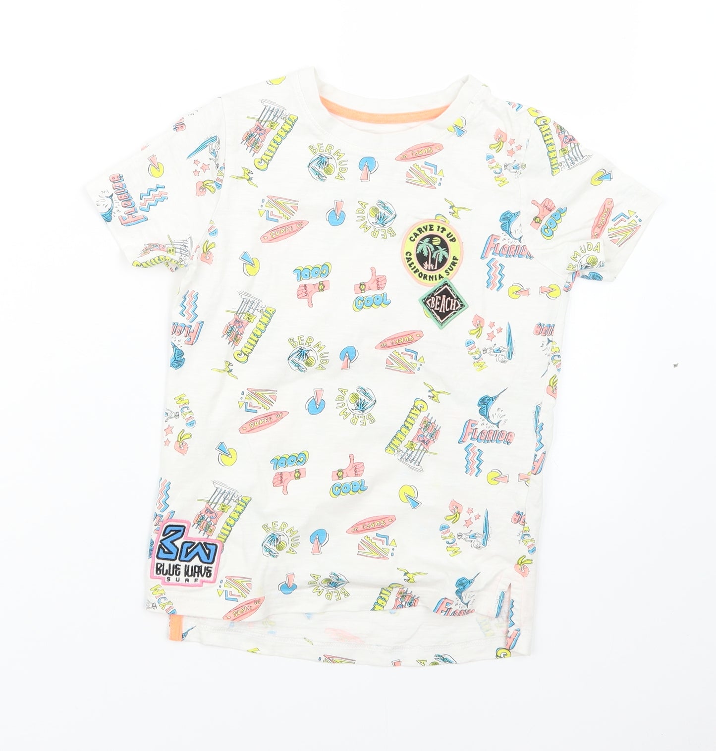 TU Boys White Geometric  Basic T-Shirt Size 6 Years