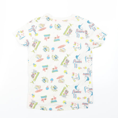 TU Boys White Geometric  Basic T-Shirt Size 6 Years