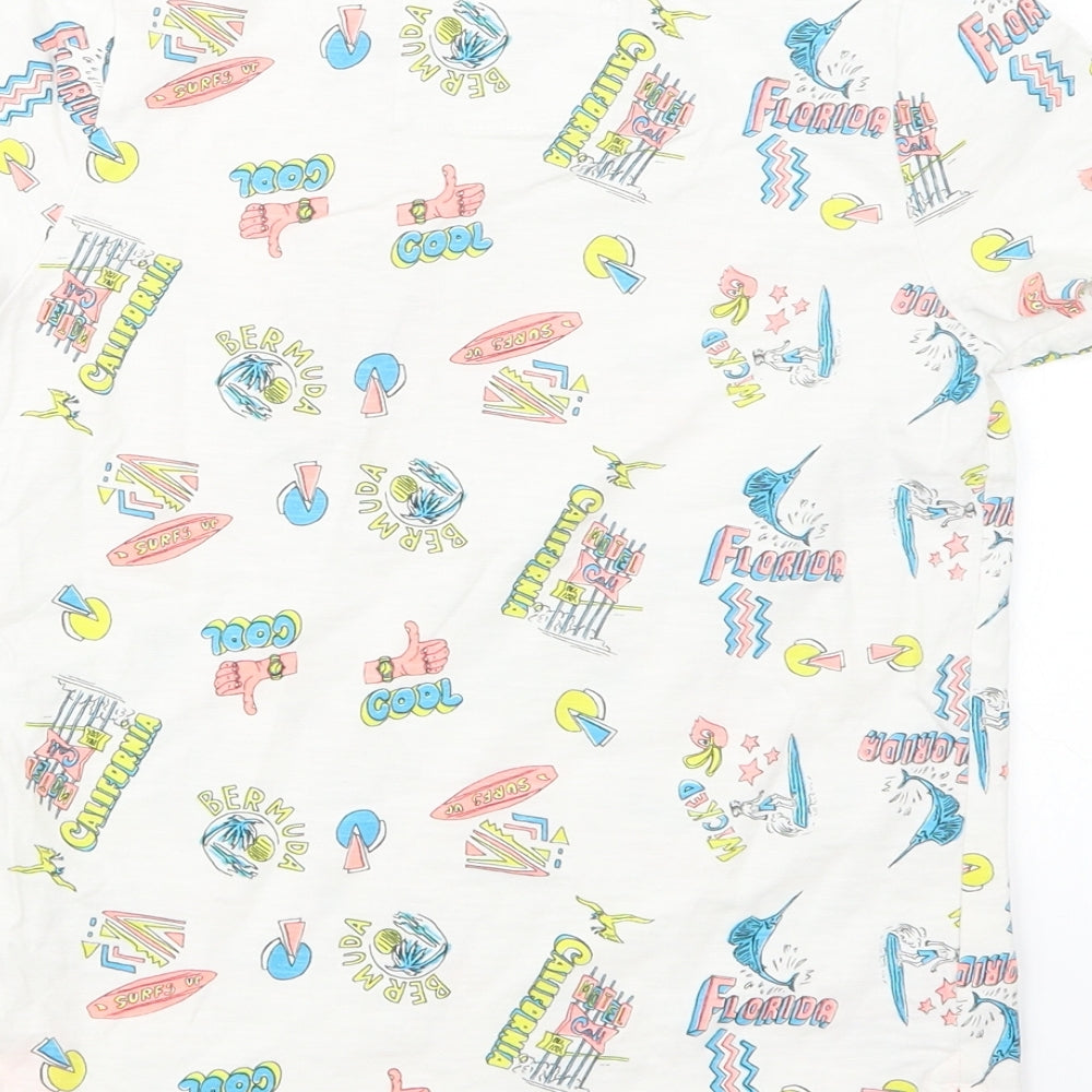 TU Boys White Geometric  Basic T-Shirt Size 6 Years