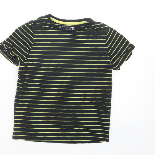 TU Boys Black Striped  Basic T-Shirt Size 7 Years
