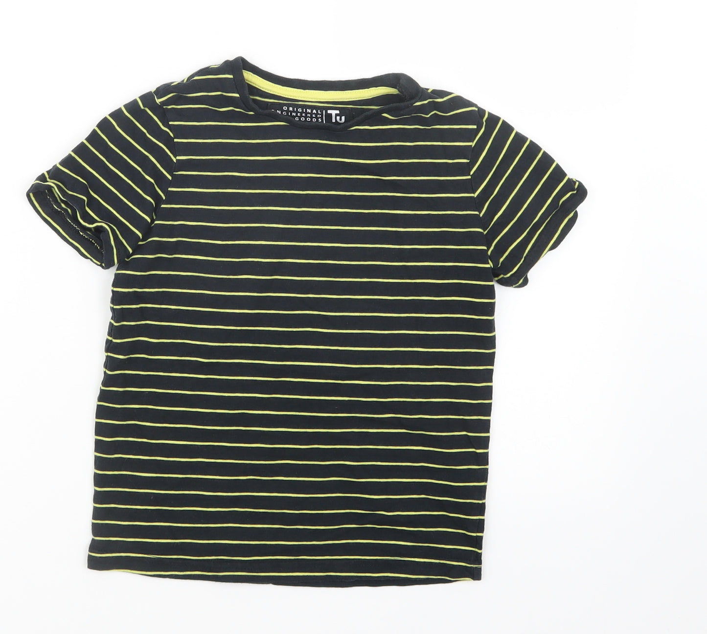 TU Boys Black Striped  Basic T-Shirt Size 7 Years