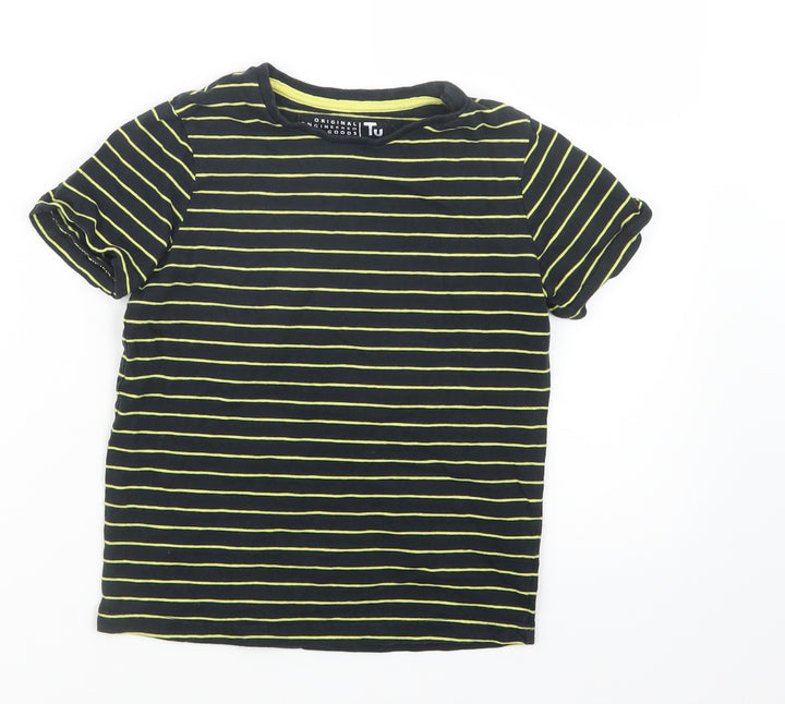 TU Boys Black Striped  Basic T-Shirt Size 7 Years