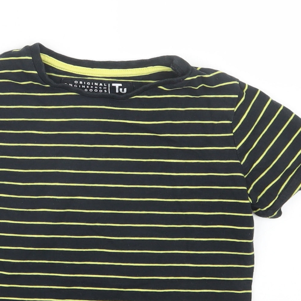 TU Boys Black Striped  Basic T-Shirt Size 7 Years