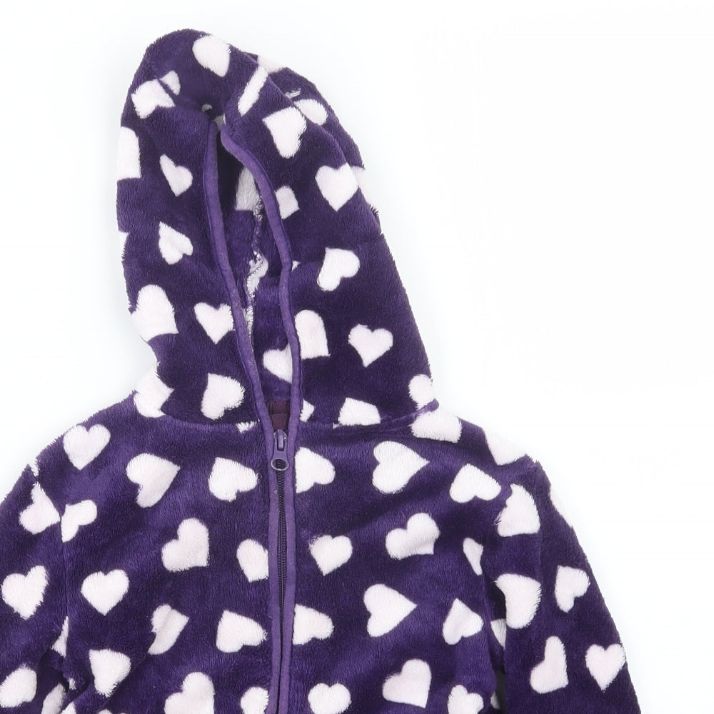 Peter Storm Girls Purple Geometric  Full Zip Hoodie Size 3-4 Years
