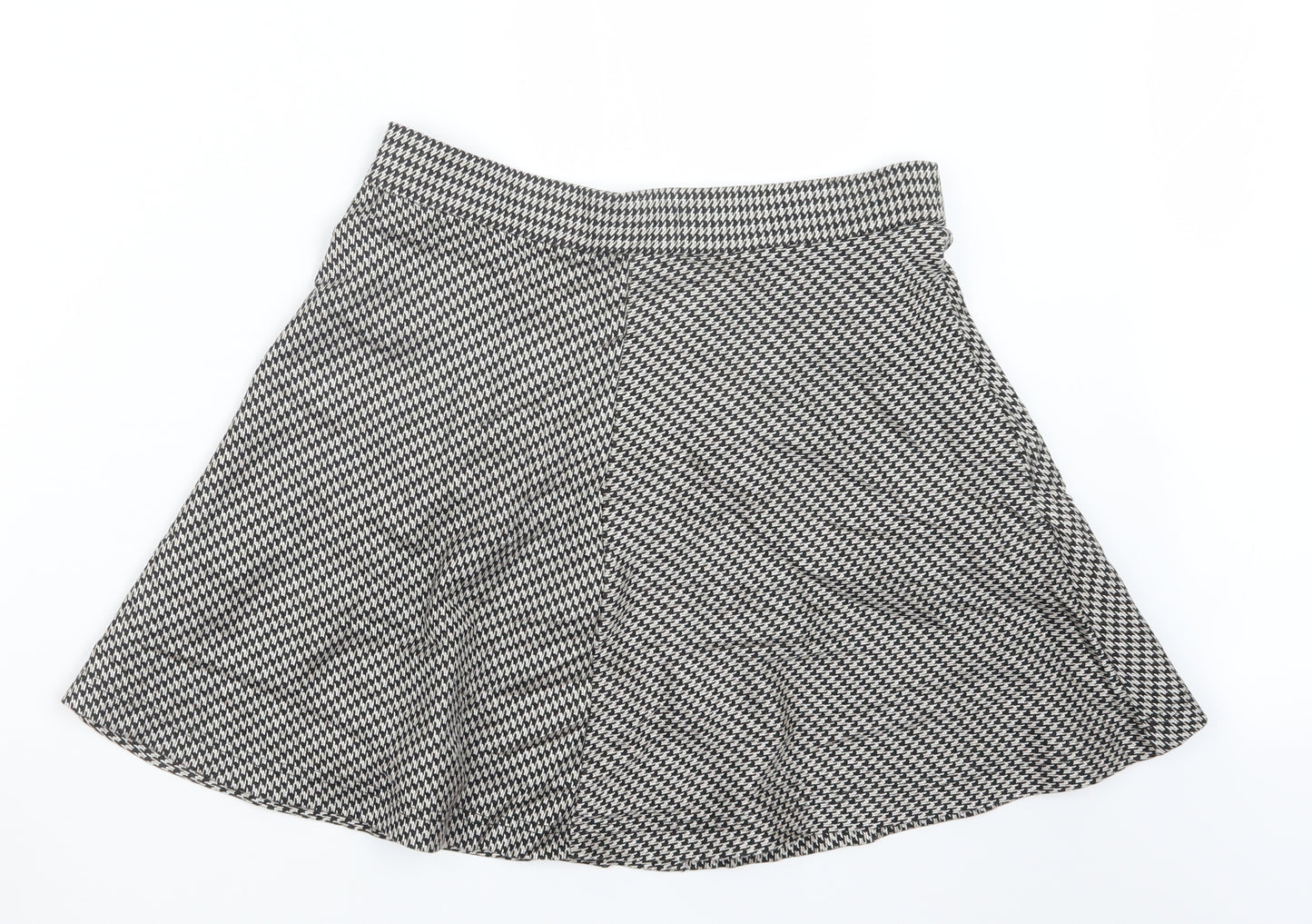 George Womens Black Houndstooth  A-Line Skirt Size 12