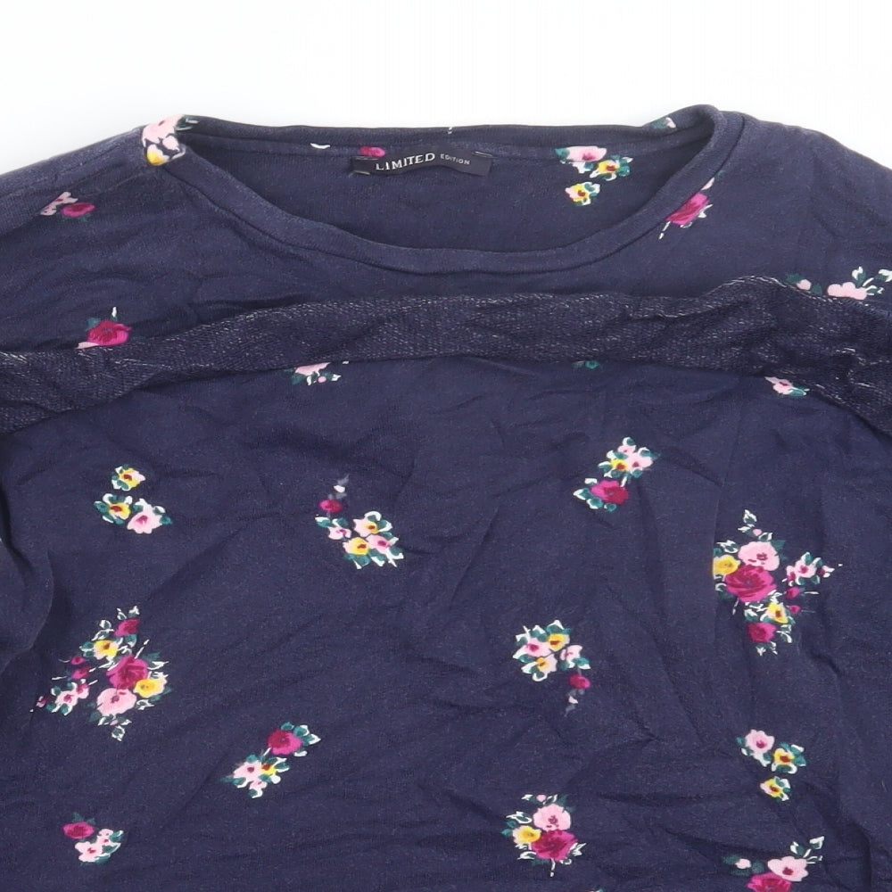 Marks and Spencer Womens Blue Floral  Pullover Jumper Size 16