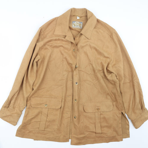 Tru Casual Mens Beige    Button-Up Size S