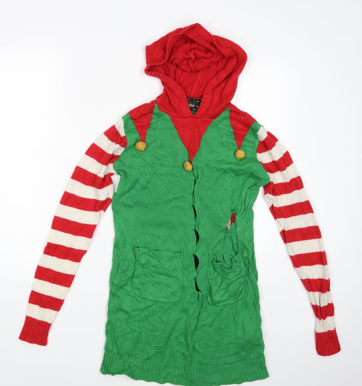Brave Soul Girls Green Pullover Hoodie Size S - Seasonal Christmas Festive Holiday
