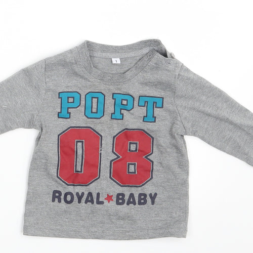 Preworn Boys Grey   Basic T-Shirt Size 12 Months  - Royal Baby