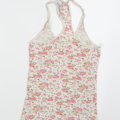 Denim Co. Womens White Floral  Basic Tank Size 10